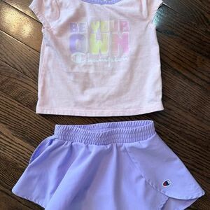 Toddler Girl Outfit 9–12M Skirt Set Champion Pink Purple Athletic Set